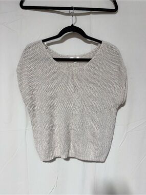 moon & madison Cream Textured Short-Sleeve Knit Sweater